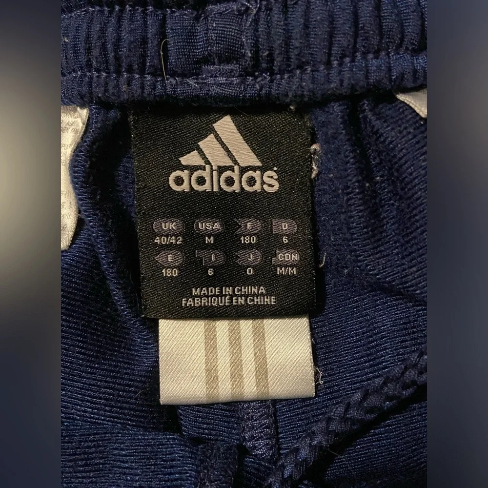 Adidas Track Pants Men’s M Navy Blue With Gray.  Small Paint Spot on The Back